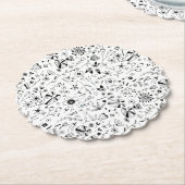 Dessous-de-verre En Papier Floral noir et blanc (Incliné)