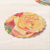 Dessous-de-verre En Papier Floral orange jaune (Incliné)