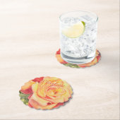 Dessous-de-verre En Papier Floral orange jaune (En situation)