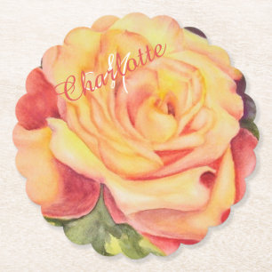 Dessous-de-verre En Papier Floral orange jaune