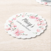 Dessous-de-verre En Papier Floral rose 100e anniversaire (Incliné)