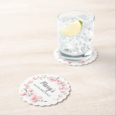 Dessous-de-verre En Papier Floral rose 100e anniversaire (En situation)