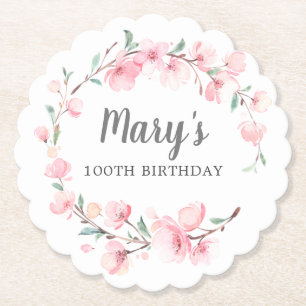 Dessous-de-verre En Papier Floral rose 100e anniversaire