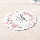 Dessous-de-verre En Papier Floral rose 90e anniversaire Merci (Incliné)