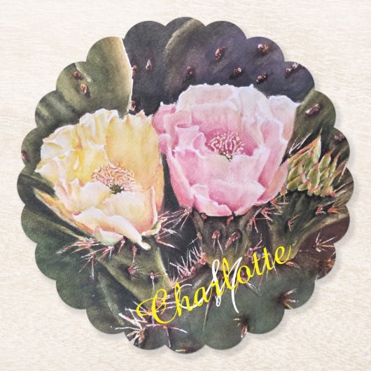 Dessous-de-verre En Papier Floral rose et jaune (Devant)