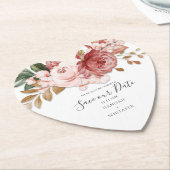 Dessous-de-verre En Papier Floral Rustic Botanical Bloom Enregistrer la date (Incliné)