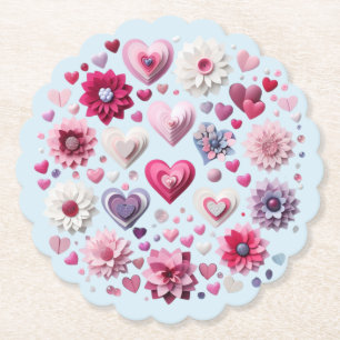 Dessous-de-verre En Papier Floral Valentine's Day Heart
