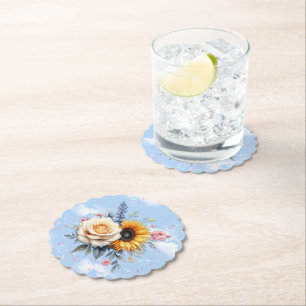 Dessous-de-verre En Papier Flores florales du printemps et de l'été