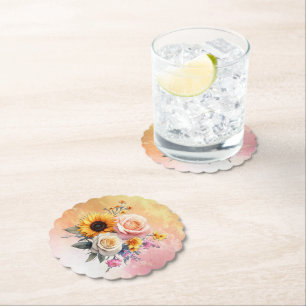 Dessous-de-verre En Papier Flores florales du printemps et de l'été