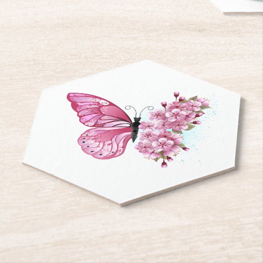 Dessous-de-verre En Papier Flower Butterfly (Incliné)