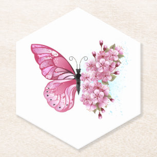Dessous-de-verre En Papier Flower Butterfly