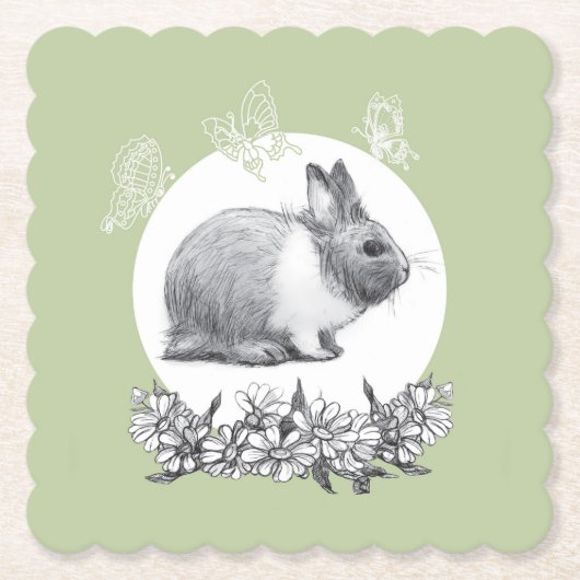 Dessous-de-verre En Papier Fluffy le lapin (Devant)