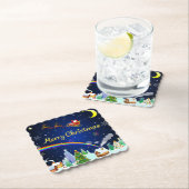 Dessous-de-verre En Papier Flying Santa Claus with Crescent Moon (En situation)