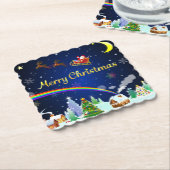 Dessous-de-verre En Papier Flying Santa Claus with Crescent Moon (Incliné)