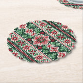 Dessous-de-verre En Papier Foire de Noël/hiver île rouge et verte (Incliné)