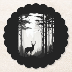 Dessous-de-verre En Papier Forêt de cerfs faune