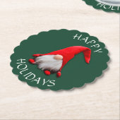 Dessous-de-verre En Papier Fou Noël Rouge Gnome (Incliné)