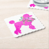 Dessous-de-verre En Papier Fournitures de fête de caniche rose (Incliné)