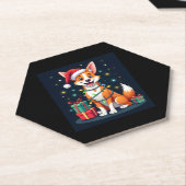 Dessous-de-verre En Papier Fox Terrier Xmas Éclairage Père Noël Fox Terrier C (Incliné)