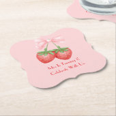 Dessous-de-verre En Papier Fraise rose (Incliné)
