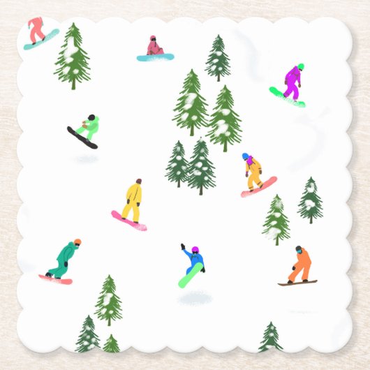 Dessous-de-verre En Papier Freeride Snowboarder Illustration de snowboard (Devant)