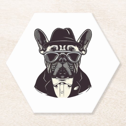 Dessous-de-verre En Papier Frenchie The Gangster (Devant)