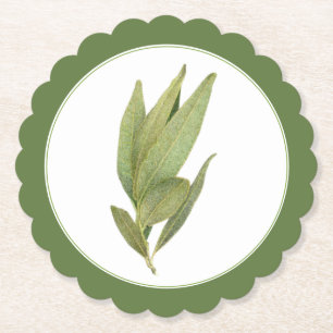 Dessous-de-verre En Papier FRESH BAY FEUILLE Dessous de verre - texte vert