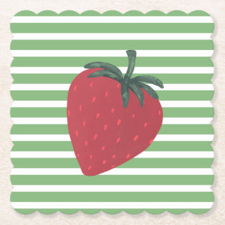 Dessous-de-verre En Papier Fruit de fraise rouge et rayures