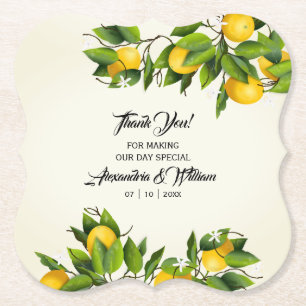Dessous-de-verre En Papier Fruit Vintage au citron moderne   MARIAGE