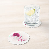 Dessous-de-verre En Papier fuchsia & blanc mariage floral (En situation)