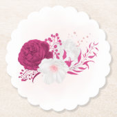 Dessous-de-verre En Papier fuchsia & blanc mariage floral (Devant)