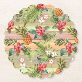 Dessous-de-verre En Papier Fun Tropical Ananas Fruit Floral Feuille Motif (Devant)