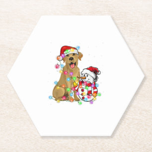 Dessous-de-verre En Papier Funky Labrador Chien Noël Tee Snowman Xmas Ligh