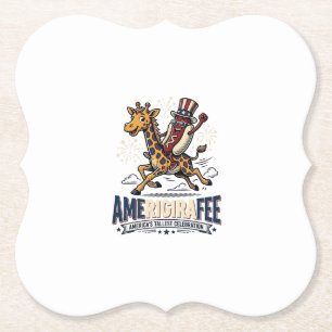 Dessous-de-verre En Papier Funny Amerigiraffee Patriotique Giraffe Chemise Ho