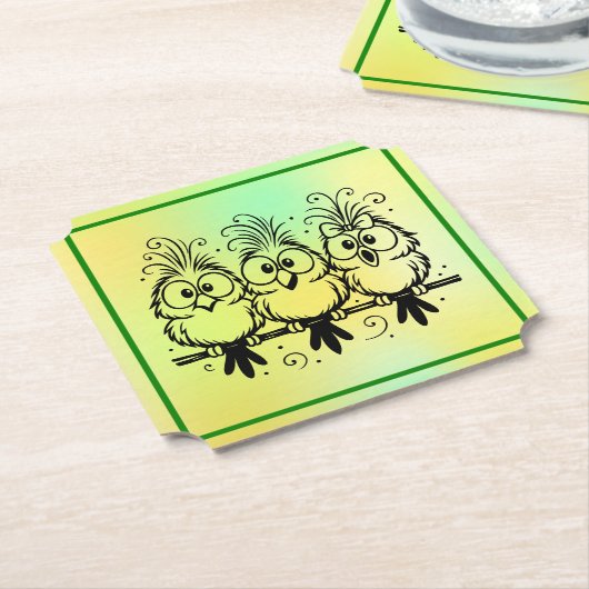 Dessous-de-verre En Papier Funny Birds Cartoon-56456 (Incliné)