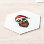 Dessous-de-verre En Papier Funny Hipster Santa Skull Face With Hat Beard Chri (Incliné)