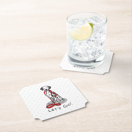 Dessous-de-verre En Papier Funny Let's Go! Walk Dalmatian Dog (black 1) (En situation)