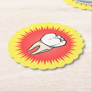 Dessous-de-verre En Papier Funny Rouge Blanc Extrait Molar Starburst