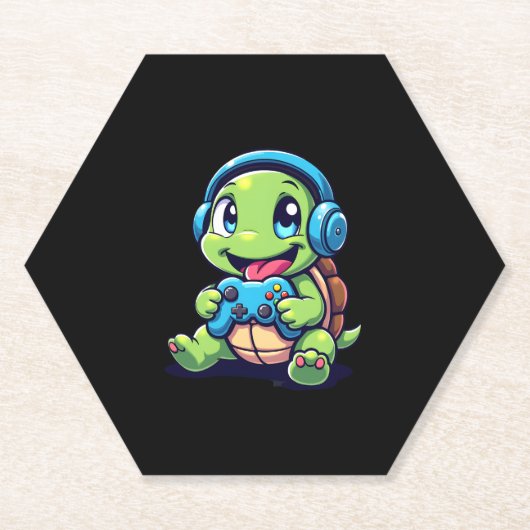 Dessous-de-verre En Papier Funny Turtle Gamer Gaming Turtles Video Game (1) (Devant)