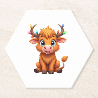 Dessous-de-verre En Papier Funny Xmas Cow Lights Boys Girls Cute Highland Cow