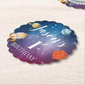 Dessous-de-verre En Papier Galaxy Rocket Jeu à thème Enfants 1er anniversaire (Incliné)