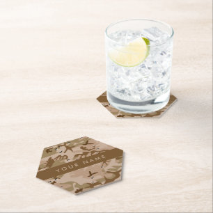 Dessous-de-verre En Papier Galets de camouflage du désert, Votre nom, Personn