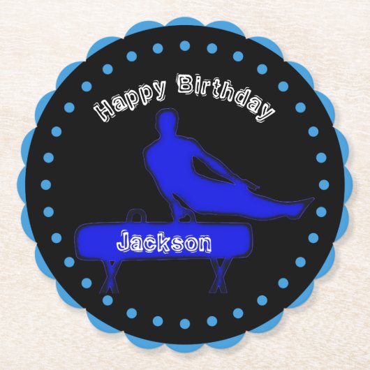 Dessous-de-verre En Papier Garçons Gymnastique fête d'anniversaire (Devant)