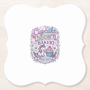 Dessous-de-verre En Papier Gâteau Cupcake Licorne Boulangerie Licorne Fond Bl