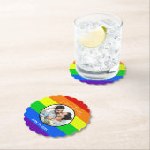 Dessous-de-verre En Papier Gay pride Rainbow Custom Couple Photo Bold Mariage (En situation)