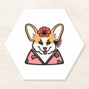 Dessous-de-verre En Papier Geisha Corgi Amoureux des chiens Welsh