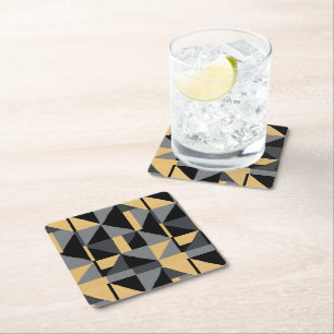 Dessous-de-Verre en Papier – Géométrie Noir, Gris