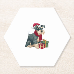 Dessous-de-verre En Papier Giant Schnauzer Chien vêtements de Noël Santa Hat
