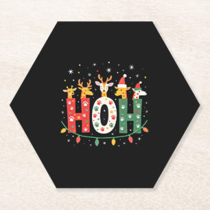 Dessous-de-verre En Papier Girafe Anim Ho Ho Ho Chapeau de Noël Correspondant