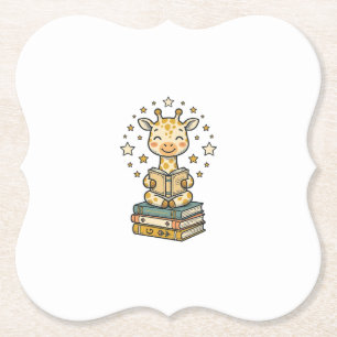 Dessous-de-verre En Papier Girafe de lecture mignonne chemise vintage d'amant
